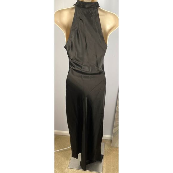 Retrofete Sab Halterneck Ruched High Slit Black Maxi Gown Size XS - Picture 7 of 11